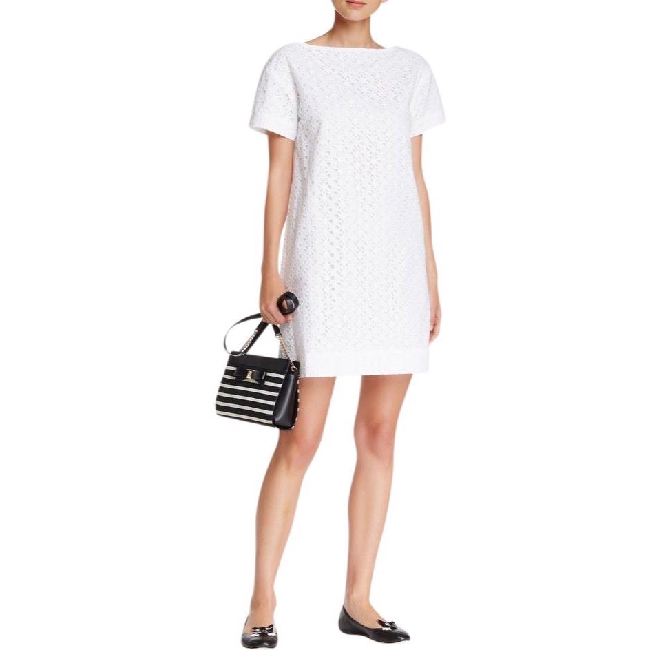 Kate Spade Havana Eyelet Lace Shift In White
